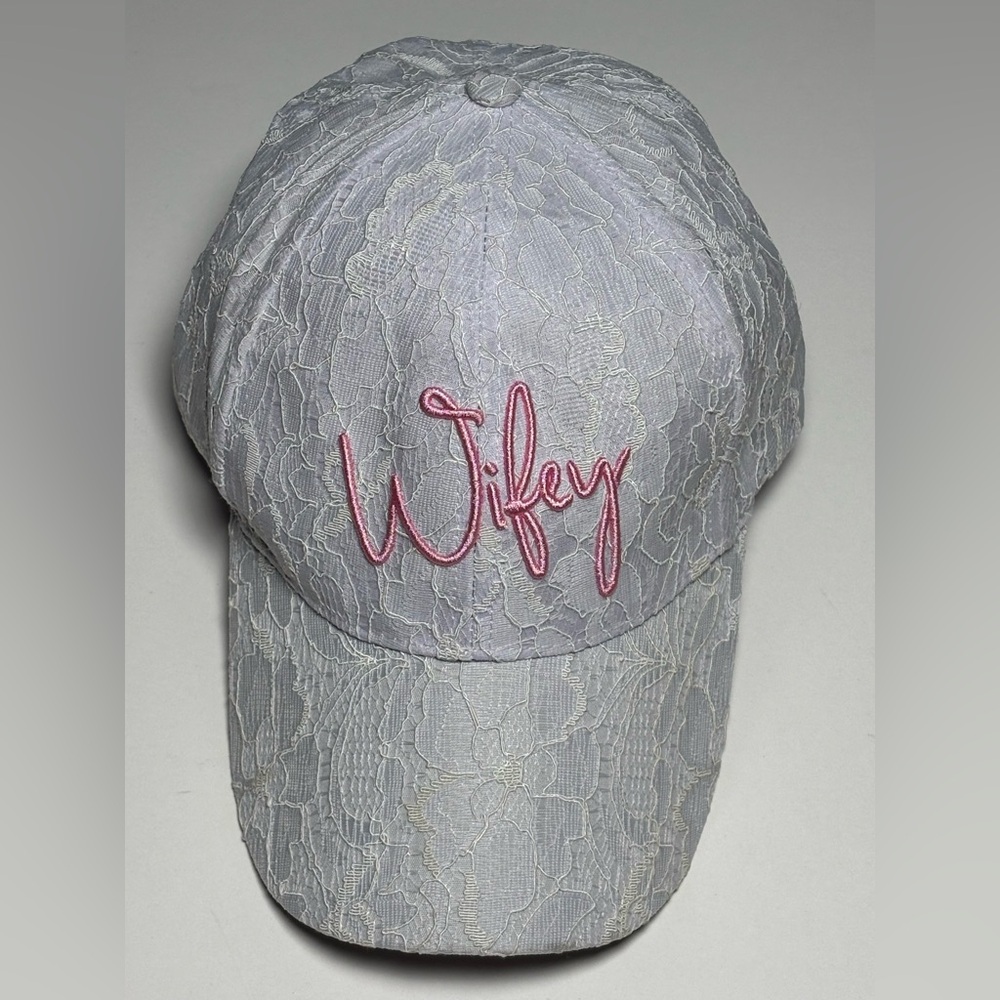 MISS TO MRS Elegant Lace 'Wifey' Cap with Pink Embroidery Wedding Engagement